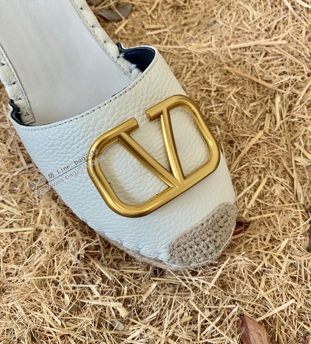 Valentino 華倫天奴女士涼鞋 華倫天奴荔枝牛皮系帶坡跟密頭涼鞋 dx3211